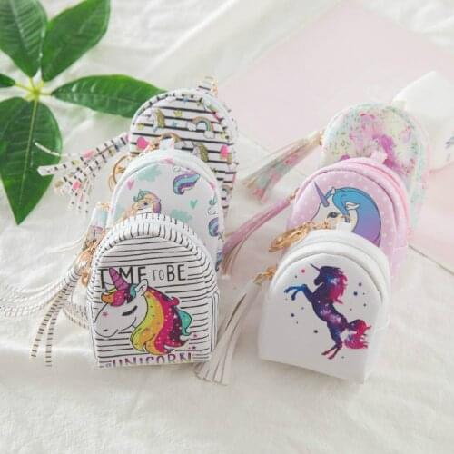 Unicorn Coin Purses & Holders Women Mini Key Wallet Femalecoin Holder Exclusive Design Tassel Pendant Rainbow Horse Coin Purse