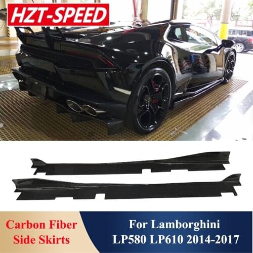 1 Pair Side Skirts Real Carbon Fiber Material Door Aprons Trim Extensions For Lamborghini LP610 Car Modification