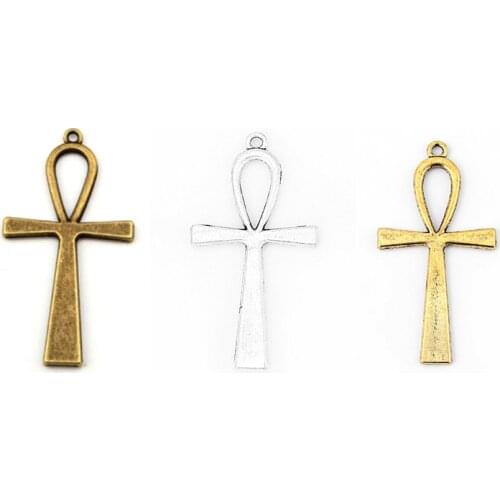 10pcs/lot Zinc Alloy Ankh Cross Charms Pendant for DIY Earrings Necklace Jewelry Making Gothic Leather Cross Choker Findings