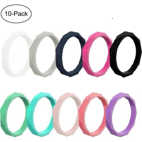 10pcs/lot New Fashion 3mm Rhombus Silicone Ring for Women Food Grade Environmental Rubber Finger Rings for Women Wedding Band