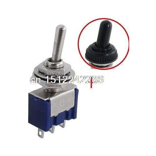 10set AC125V 6A Amps ON/ON 2 Position SPDT Toggle Switch w 5mm Rubber Boot Cover