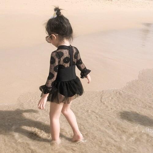 2Piece Summer Sweet Kids Baby Girls Swimwear Bikini Long Sleeve Swimsuit One-piece Princess Swimming Bathing Suit Beach Costume