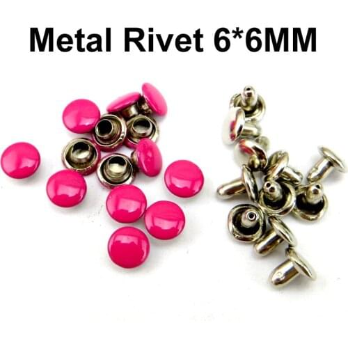 200pcs 6MM*6MM Metal Rose Red Rivet Pin Decorative Button Clothes Accessory Leather Bag Fits MR-041