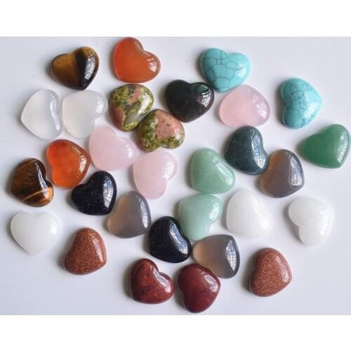 2020 new top quality Assorted natural stone heart shape cab cabochons beads for jewelry making 15x18mm wholesale 30pcs/lot free