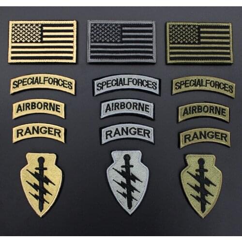 5pcs/set American Army Military Patches Flag Ranger Airborne Badge Patch Stick on for Clothing Backback