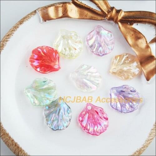 70 New Leaves Charms Mixed Acrylic Petalage Flower Pendants 15x17mm
