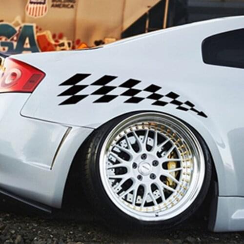 Three Ratels FD65 Car Decals Wheel Eyebrow Checkered Flags Safety Reflector Vinyl Stickers Prevention For Audi BMW Jeep