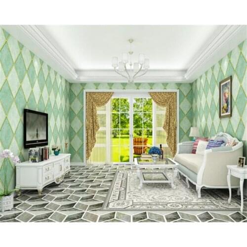 Beibehang wall papers home decor Simple and stylish 3D stereo diamond lattice nonwoven wallpaper bedroom full shop papel tapiz