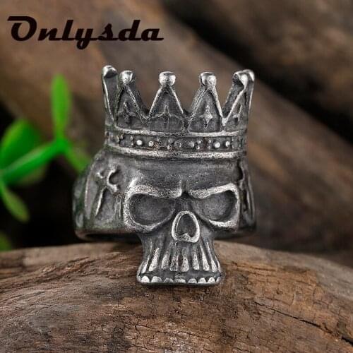 Freeshipping Mens Classical Nobility King Crown Skull 316L Stainless Steel Biker Rings Punk Fasion Jewelry Hollwen Gift for Men