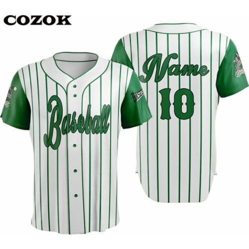 Retails Custom Baseball T shirt Baseball Jerseys Striped Print Logo Team Badge Customized Casual Button Shirts