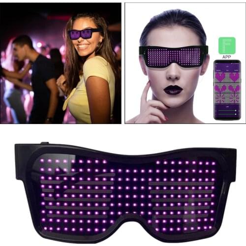 Bluetooth LED Eye Glasses APP Control for Raves Birthday DJ EDM Display Text