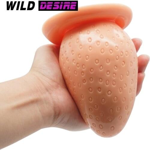 New Funny Adult Flesh Large Anal Balls Sex Toys Huge Butt Plugs Prostate Massage For Men Female Anus Strawberry Anal Toy 18