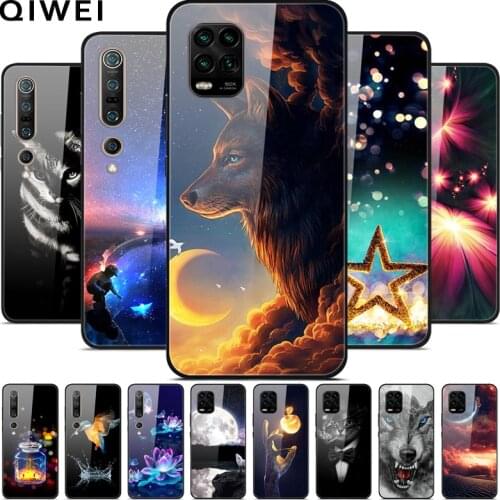Tempered Glass Case For Xiaomi mi 10 Lite Case 6.57'' Fashion Hard Phone Back Cover For Xiomi mi10 Lite 5G mi10 Pro soft Bumper