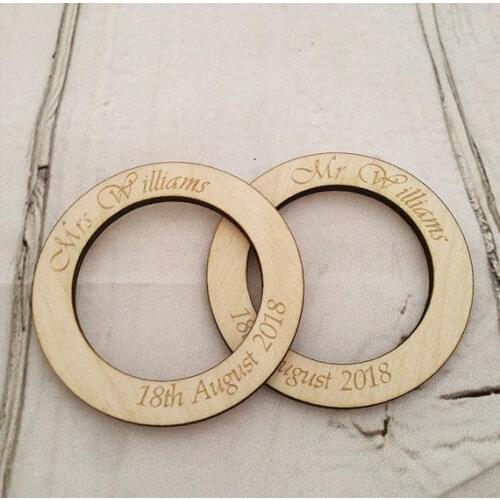 Custom wooden napkin rings. Personalised rustic wedding napkin holder. Birch wood napkin ring