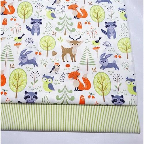 Printed Deer Kids Twill Cotton Fabric,Patchwork Cloth,DIY Sewing Quilting Fat Quarters Material For Baby&Child