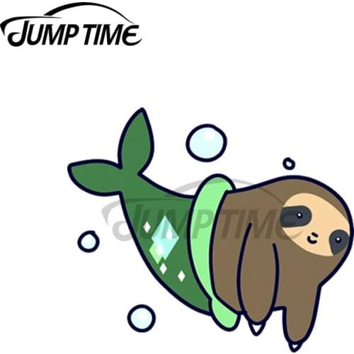 JumpTime 13 x 5.5cm For Mermaid Sloth Car Stickers DIY 3D Vinyl Car Styling Decoration Bumper Window Waterproof VAN RV Decal