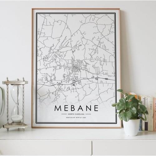 Mebane North Carolina NC USA city map Nordic Living Room Decoration Canvas Poster Modern Home Decor Art Print Painting