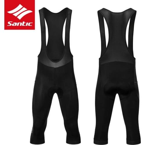 Santic Cycling Bib Pants Summer MTB Road Bike Cropped Tights Breathable Reflective Mountain Bicycle Bib Sports Shorts MTB Pants