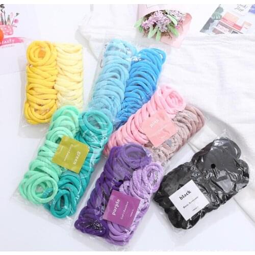 50 hair band Women Girls Colorful Nylon Elastic Hair Bands Ponytail Holder Rubber Bands Scrunchie Headband Hair Accessories