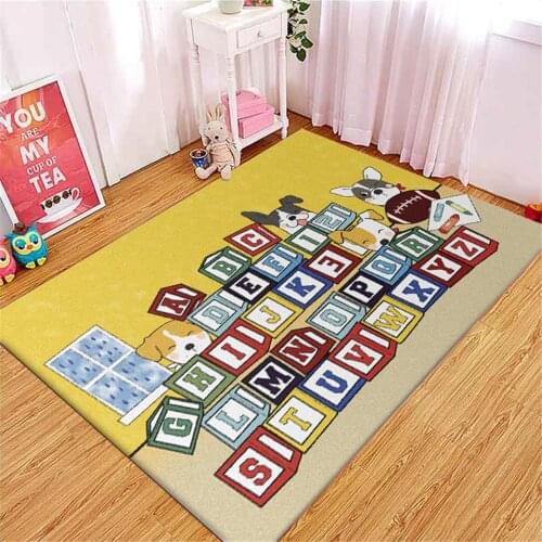 Cute Cartoon Dog Colorful Letter Carpets For Children ABC Early Education Puzzle Kids Girls Boys Bedroom Rugs Play Mat Non-slip