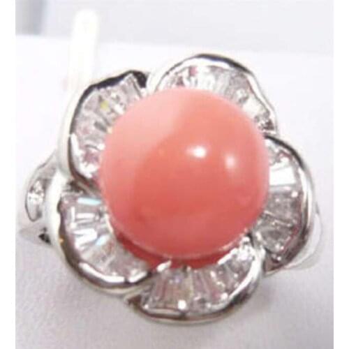 Can select size Noblest red Selling Charming Noble jewelry Pink Coral Stam Size 6/7/8/9# ladys wedding jewelry rings