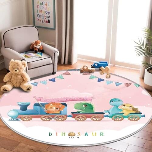 Top Brand Non-Slip Children Flannel Carpet Baby Carpet Baby Play Mat Train Animal Pattern Children Comfortable Round Carpet