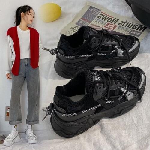 2021 Spring and Autumn New Daddy Shoes Female Korean Sports Shoes Female Students Thick-soled Platform Platform Womens Shoes