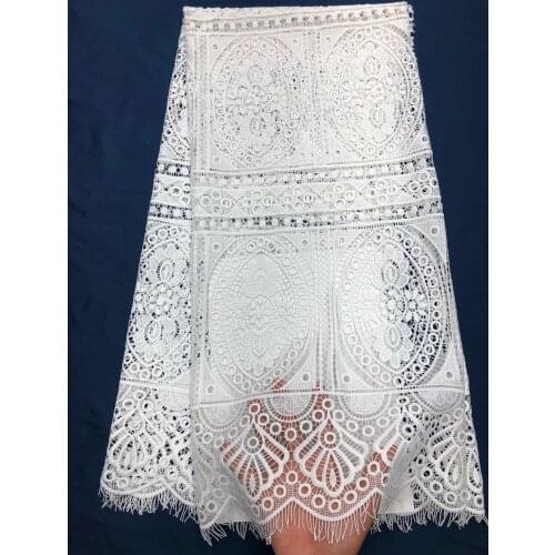 New Style Nigerian Lace Fabric 2021 High Quality Lace Water Soluble Embroidered Fashion Soft White Lace Fabric 5 Yards