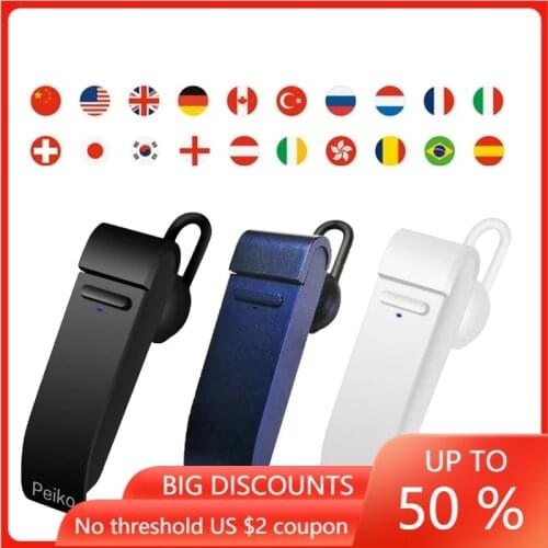 Language Translator Voice Translator for 25 Languages Ear-mounted Instant Smart Translation Wireless BluetoothTranslator Headset