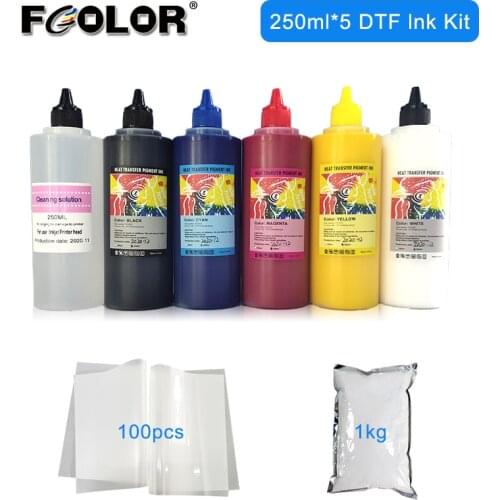 Fcolor DTF Textile Transfer PET Film Pigment Ink for L1800 L800 L801 R290 R330 Transfer Printing Powder
