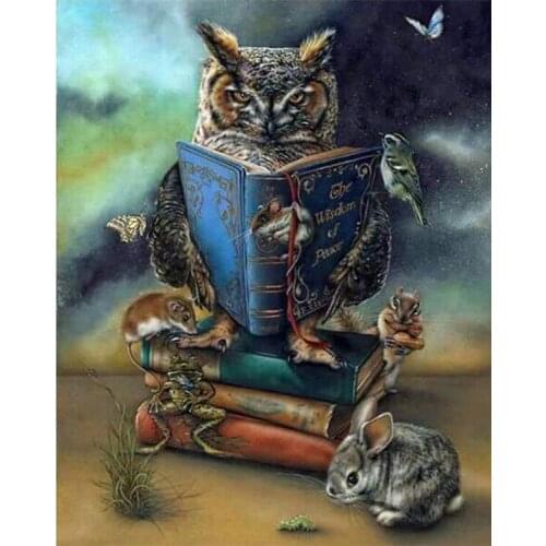 Full Square 5D DIY Diamond Painting cartoon owl book,Wall Picture 3d Diamond Embroidery,Cross Stitch,Mosaic,stickers,home decor