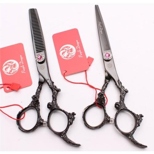 6.0" 17.5cm 440C Purple Dragon Hairstyle Hairdressing Scissors Thinning Scissors Cutting Shears Professional Hair Scissors Z9005
