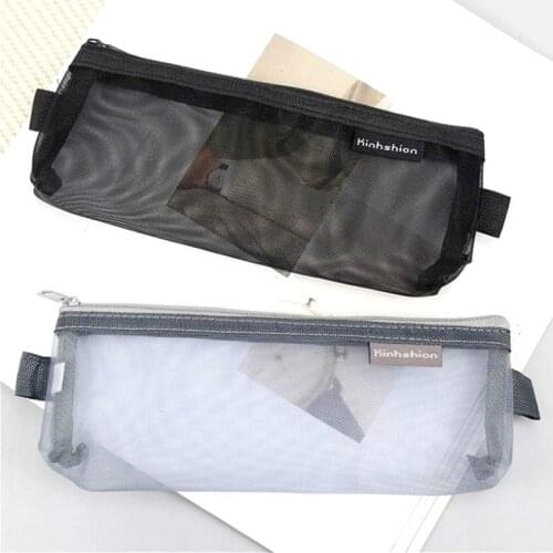 1pcs Kawaii Storage Bag Pencil Case Mesh Pencil Bag For Kids Girls Gift Office School Supplies Stationery Nylon