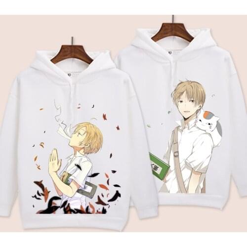 Natsumes Book of Friends Cosplay Hoodie Natsume Yuujinchou Madara Hoodies Cartoon Cat Print Fleece Sweatshirts Pullover Costume