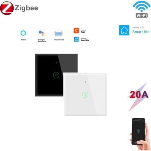 TUYA 20A Smart Wifi Touch Wall Switch Light Water Heater Refrigerator Oven Timer Switch Work With Google Home Alexa Smart Home
