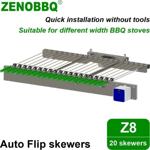 ZENOBBQ Rotisserie Kit Universal Replacement Auto Flip Jumbo Skewer Kebab Grill Automatic kebabish Roast Free Width Adjustment