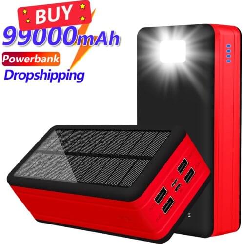 99000mAh Solar PowerBank Large Capacity Portable Charger LED 4USB Outdoor Travel External Battery for IPhone Samsung Xiaomi