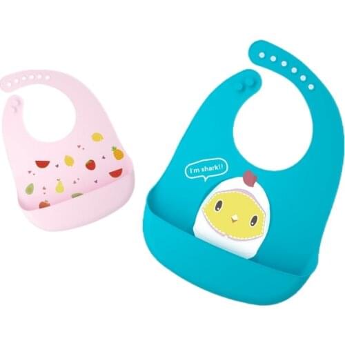 Waterproof Baby Bibs Soft Silicone Baby Feeding Bib Baby Stuff Solid Feeding Cartoon Animal Print Girl Boy Bibs Burp Cloths
