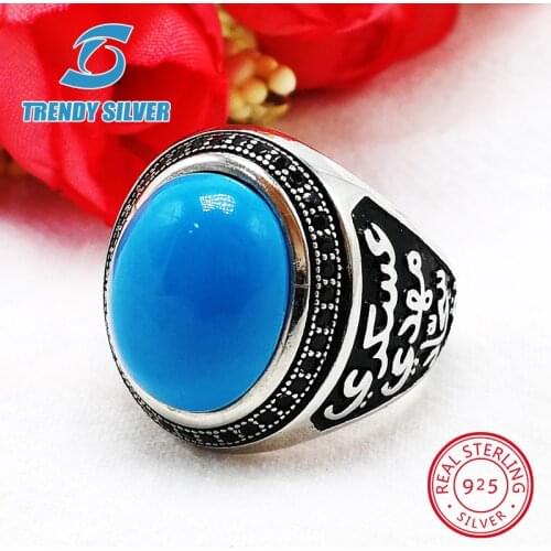 Silver 925 fine jewelry man rings men accessories turquoise gemstone natural onyx agate wholesale TRENDY SILVER