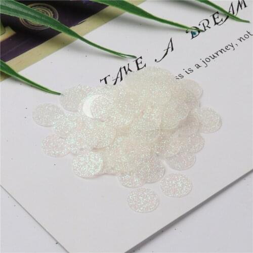 200Pcs/lot 10mm White Color Flat Round PVC Loose Sequins With Glitter Artesanatos Gaments Diy Accessories with Side hole