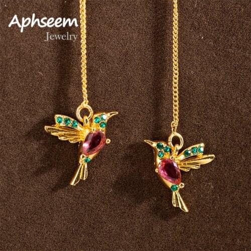 2020 New Rhinestone Birdie Drop Earrings For Women Elegant Crystal Long Tassels Dangle Earrings Wedding Jewelry Brincos Bijoux