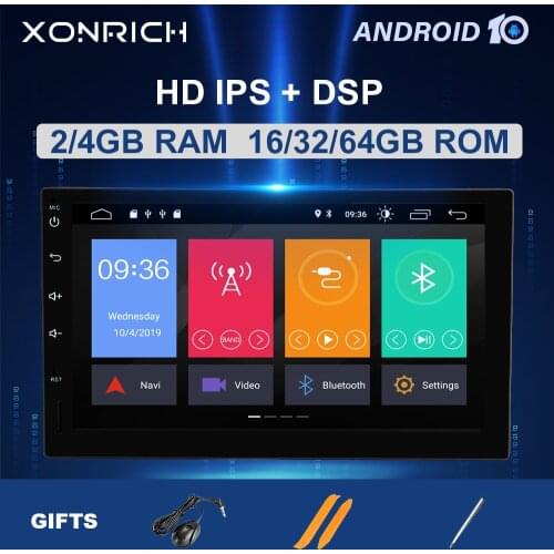 4GB 64GB Qcta Core 2 Din Android 10 Car NO-DVD Radio Multimedia Player 1024*600 Universal GPS Navigation Auto radio Stereo Audio
