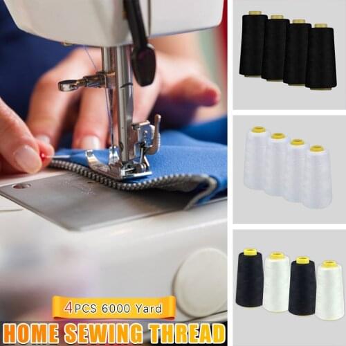 4PC 6000 Yards Sewing Thread Black White Colorful Polyester Sewing Thread Pagoda Thread For Household Crafts Sewing Clothes Arts