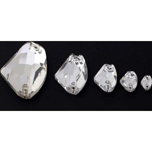 5x10mm 7x12mm Sew Stone Loose Rhinestone Clear Crystal Flatback Silver Plating Axe Shape Sew On Rhinestones With 2 Holes