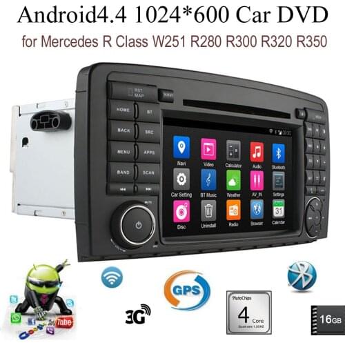 7 inch Android4.4 16GB Car DVD radio For Benz R Class W251 R280 R300 R320 R350 stereo support wifi 3G BT GPS DAB TPMS DTV