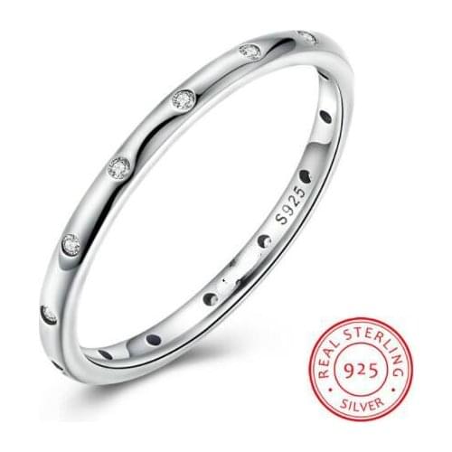 925 Sterling Silver DroPlets Stackable Engagement Pandora Rings With Clear Cz For Women Female Original Fine Jewelry