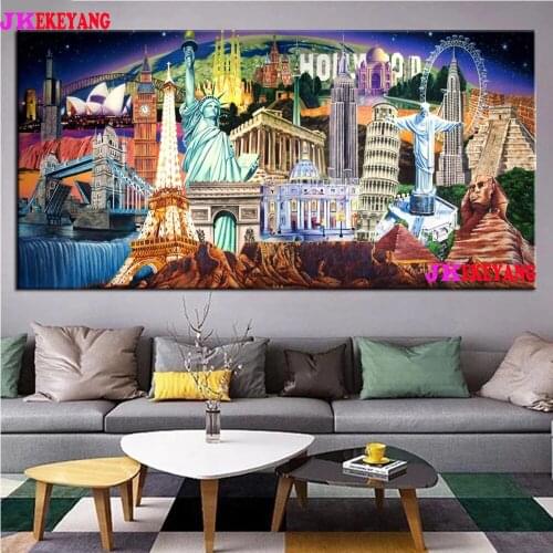 Large 5D Diy diamond painting World famous buildings Diamond Mosaic Rhinestone Embroidery cross stitch Y4590