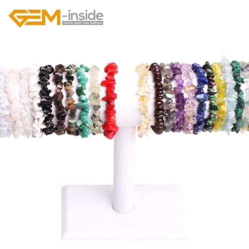 Natural Gems Stone Simple Bracelet Variety of Stretch Chips Beads Nuggets Gifts For Women Girl New Hot Wholesale