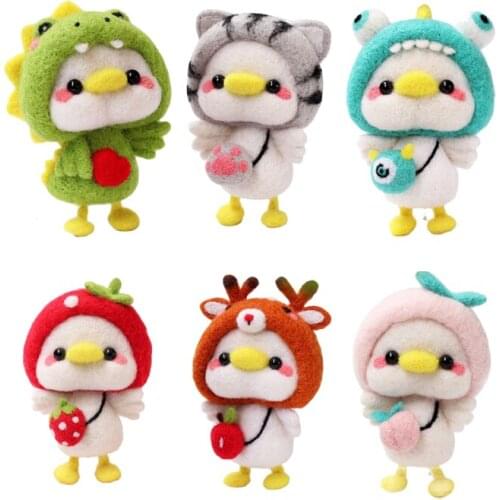 DIY Wool for Felting Kit Cartoon Duck Animal Handicraft Handmade Toy Doll Wool Needlework Craft Material Package Home Decor
