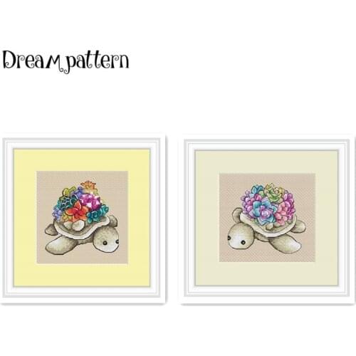 Gentleman lady turtle cross stitch animal package 14ct 11ct linen flaxen cloth cotton thread embroidery DIY handmade needlework